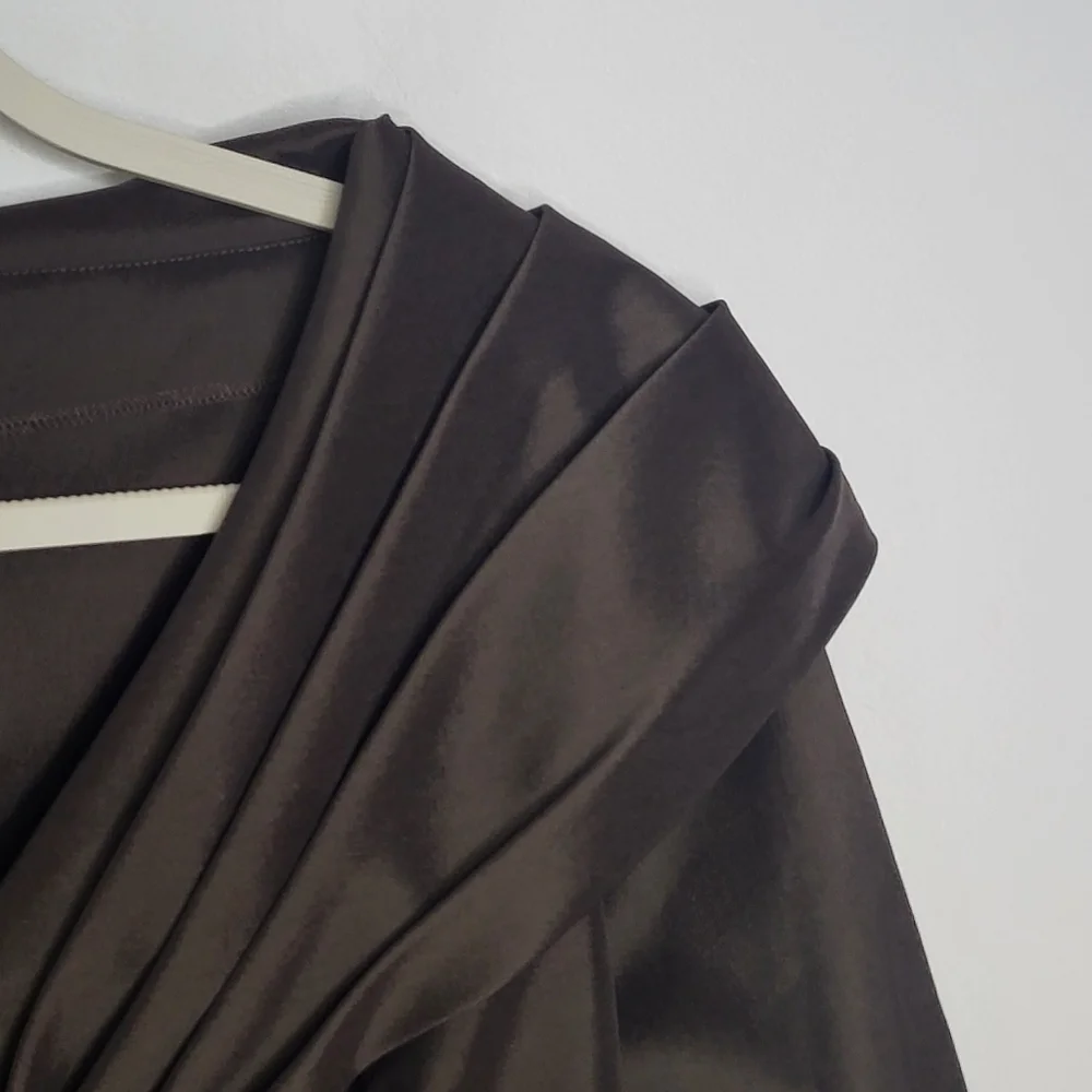 Tadashi Shoji Mother Of The Bride Taffeta Top ONLY Size 4 Espresso Brown Jewel - Picture 7 of 16
